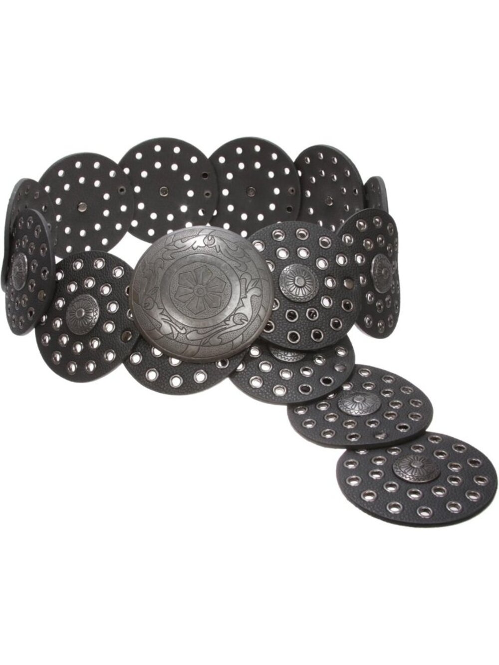Stylish 3.5" Wide Boho Disc Concho Leather Belt for Women - Trendy Fashion
